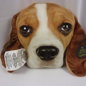NEW WITH TAG Expressions Beagle Head Plush Pillow